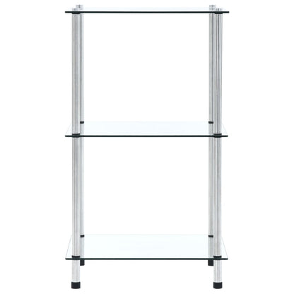 Regal mit 3 Ablagen Transparent 40x40x67 cm Hartglas