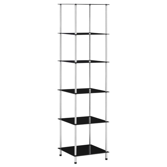 Regal mit 6 Ablagen Schwarz 40x40x160 cm Hartglas