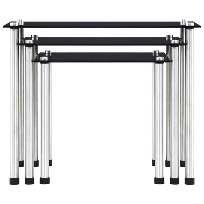Satztische 3 Stk. Schwarz Hartglas