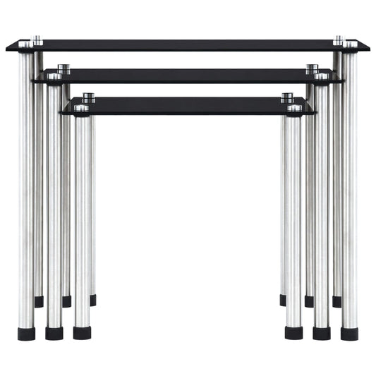Satztische 3 Stk. Schwarz Hartglas