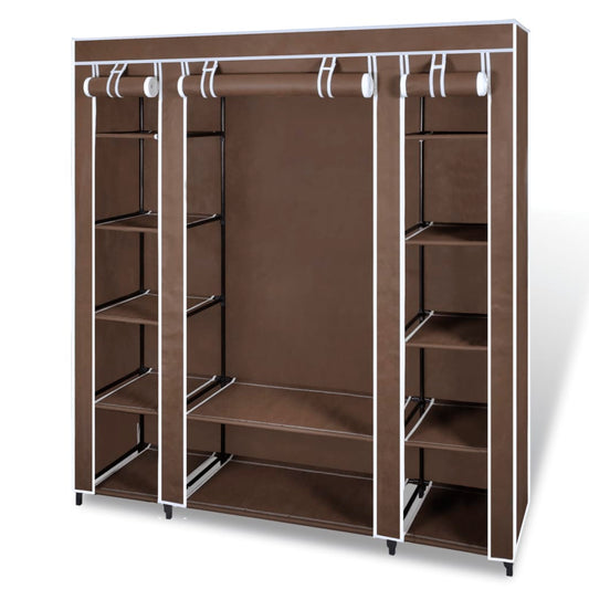 Stoffschrank mit Fächern und Stangen 45×150×176 cm Braun