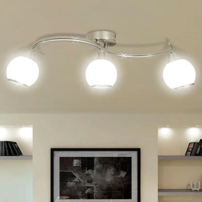 Deckenleuchte mit Glasschirme auf geschwungener Schiene 3 × E14 Lampen