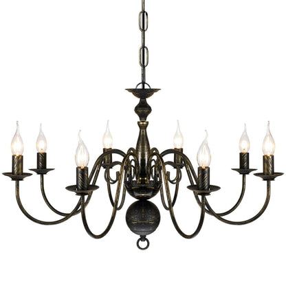Metall-Kronleuchter Schwarz Antik 8 x E14 Glühbirnen