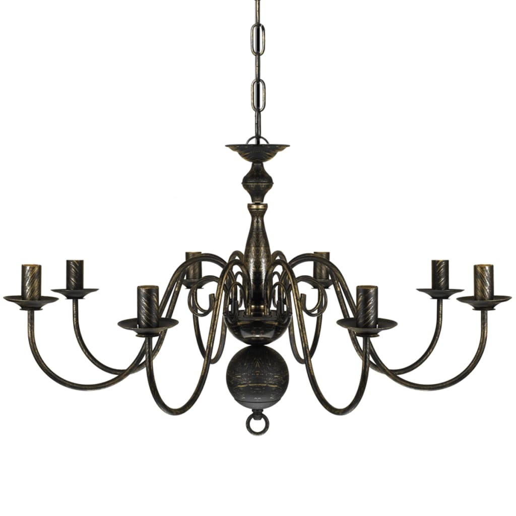Metall-Kronleuchter Schwarz Antik 8 x E14 Glühbirnen