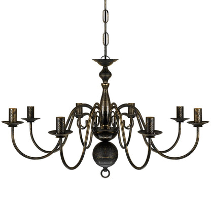 Metall-Kronleuchter Schwarz Antik 8 x E14 Glühbirnen