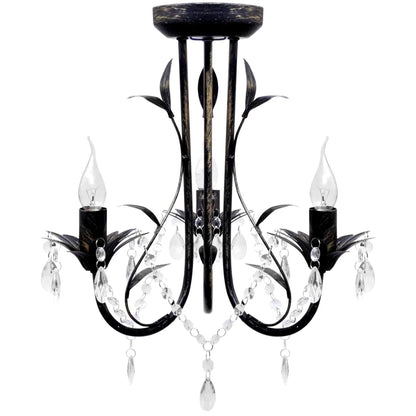 Decknlampe Art Novau mit Kristallperlen 3 x E14