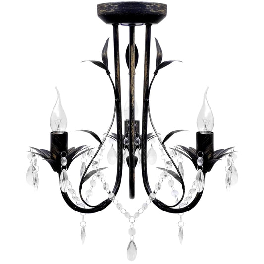 Decknlampe Art Novau mit Kristallperlen 3 x E14