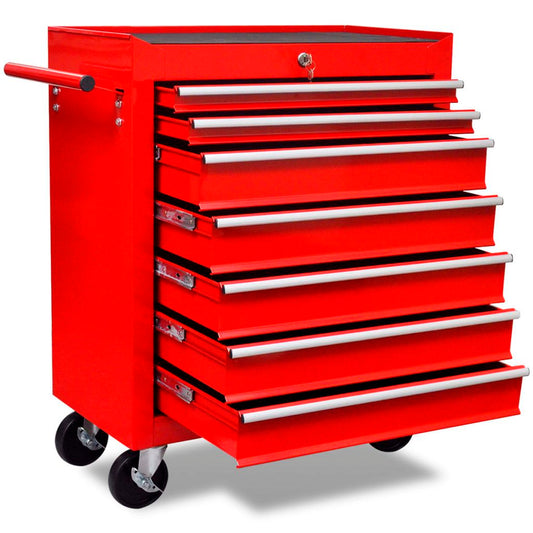 Roter Werkstattwagen 7 Schubladen