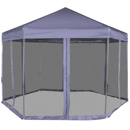 Hexagonal Pop-Up Zelt mit 6 Seitenwänden Dunkelblau 3,6x3,1 m