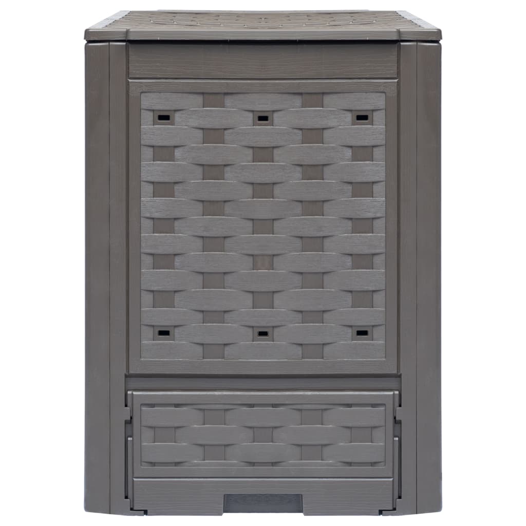 Gartenkomposter Braun 60x60x83 cm 300 L Kunststoff Rattan