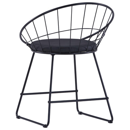 Esszimmerstühle mit Kunstledersitzen 2 Stk. Schwarz Stahl
