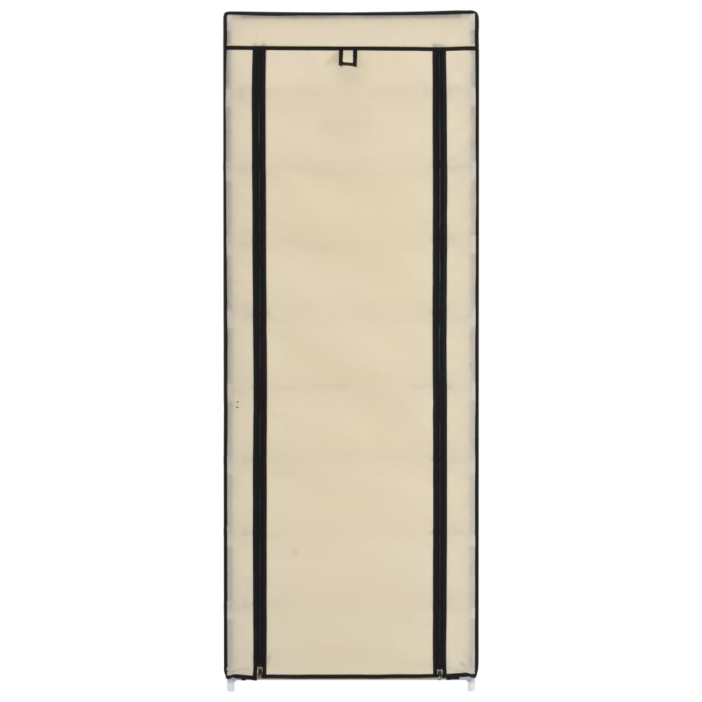 Schuhschrank mit Abdeckung Cremeweiß 57 x 29 x 162 cm Stoff