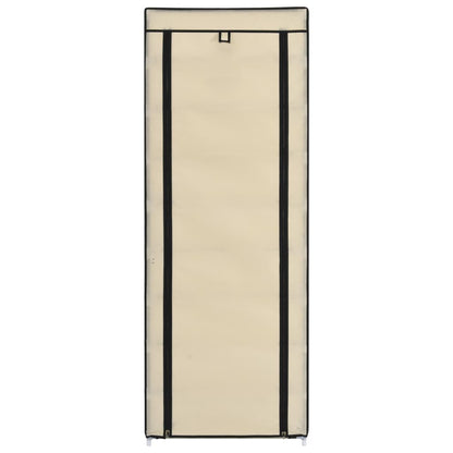 Schuhschrank mit Abdeckung Cremeweiß 57 x 29 x 162 cm Stoff