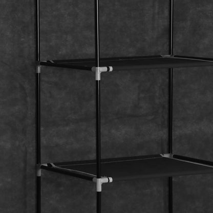 Kleiderschrank mit Fächern Stangen Schwarz 150x45x175cm Stoff