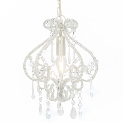 Deckenleuchte mit Perlen Weiß Rund E14