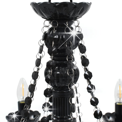 Kronleuchter mit Perlen Schwarz 8 x E14-Fassungen