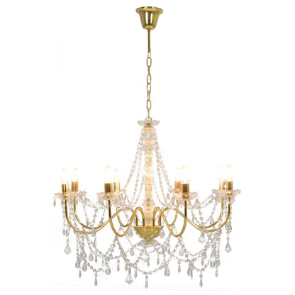 Kronleuchter mit Perlen Golden 8 x E14-Fassungen