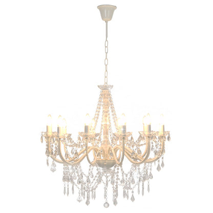 Kronleuchter mit Perlen Weiß 12 x E14-Fassungen