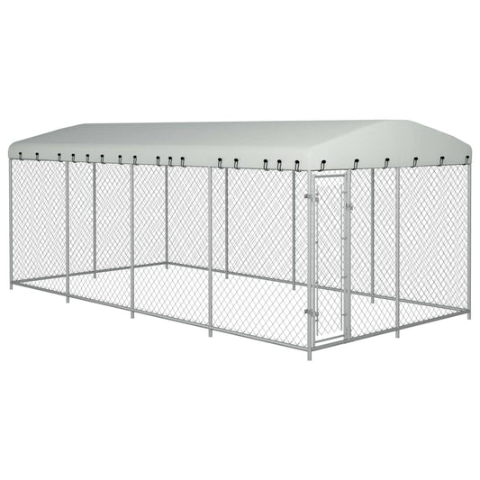 Outdoor-Hundezwinger mit Überdachung 7,6x3,8x2,3 m