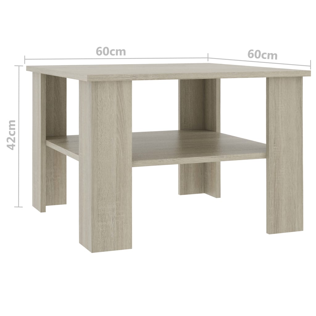 Couchtisch Sonoma-Eiche 60x60x42 cm Holzwerkstoff