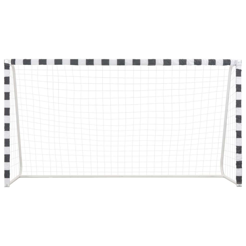 Fußballtor 300x160x90 cm Metall Schwarz und Weiß