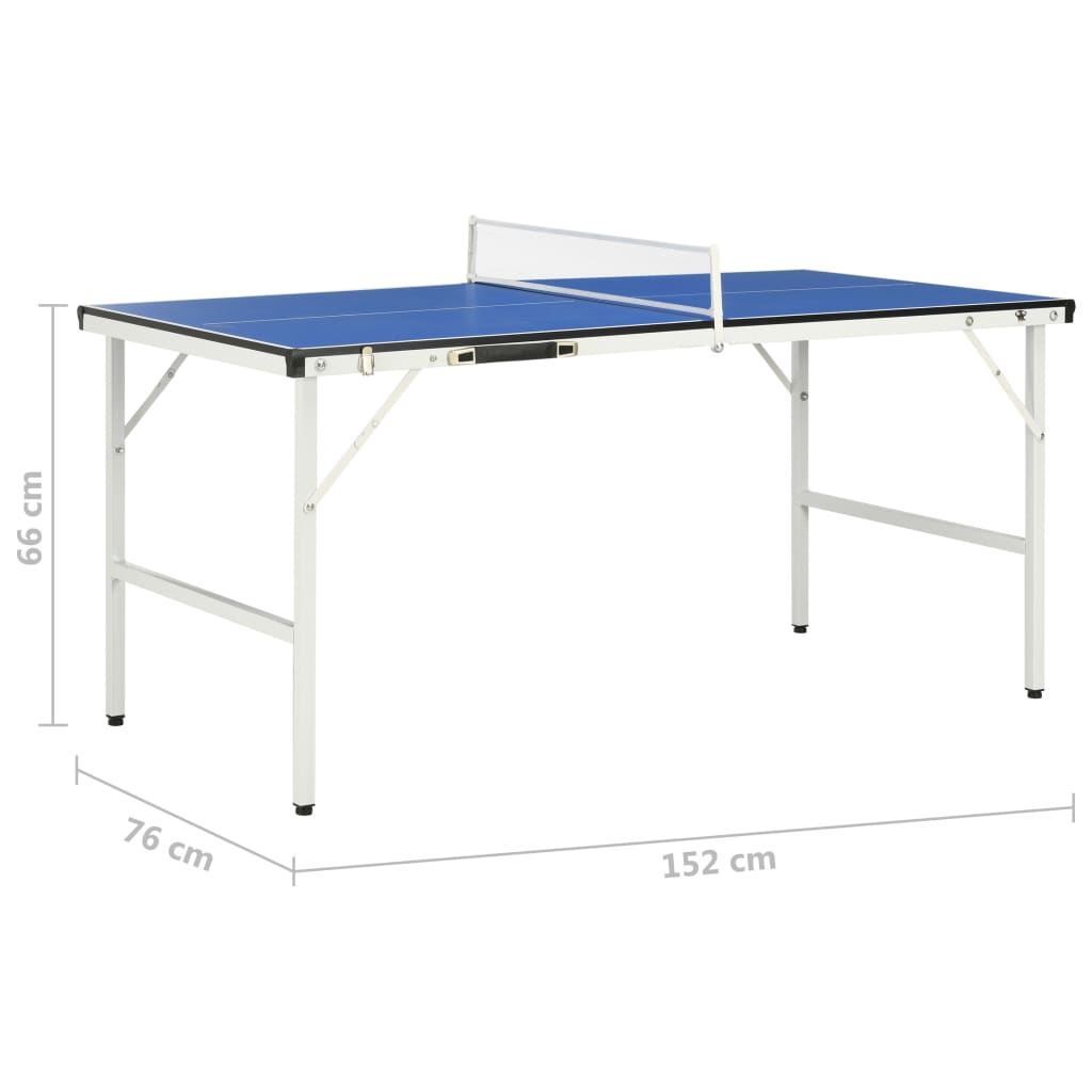 5-Fuß-Ping-Pong-Tisch mit Netz 152 x 76 x 66 cm Blau