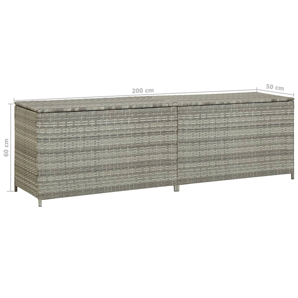 Gartenbox Poly Rattan 200x50x60 cm Grau