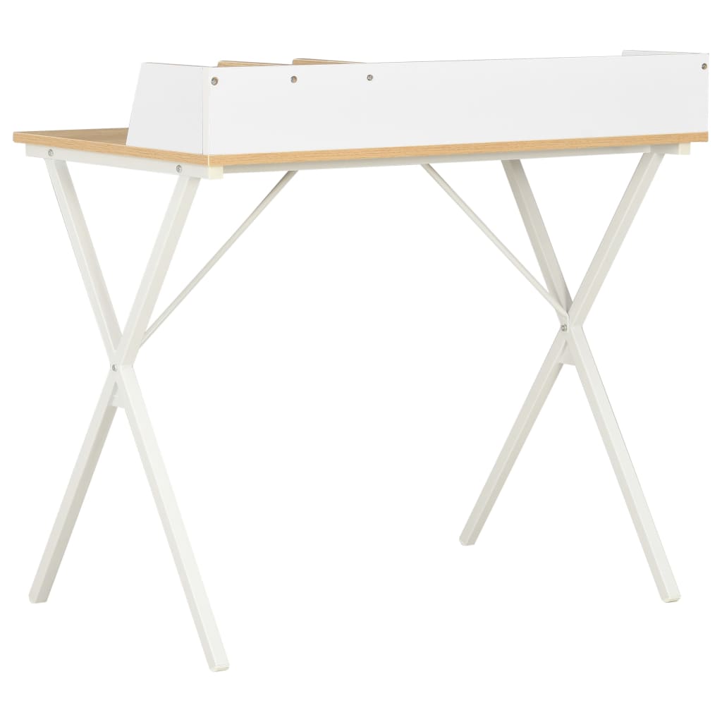 Schreibtisch Weiß und Natur 80x50x84 cm