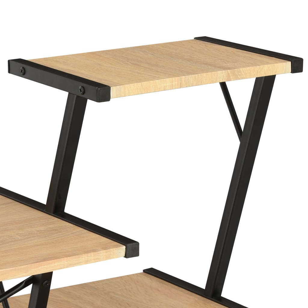 Schreibtisch mit Regal Schwarz und Eiche 116×50×93 cm