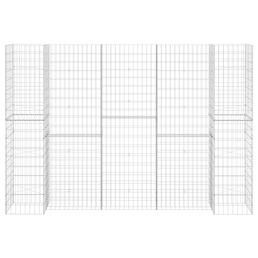 H-förmiger Gabionen-Pflanzkorb Stahldraht 260x40x180 cm