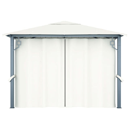 Pavillon mit Vorhängen 300 x 300 cm Creme Aluminium