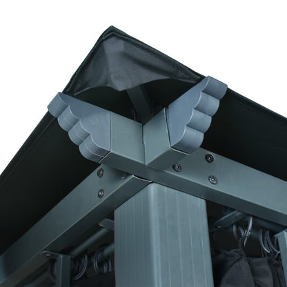 Pavillon mit Vorhängen 300×300 cm Anthrazit Aluminium