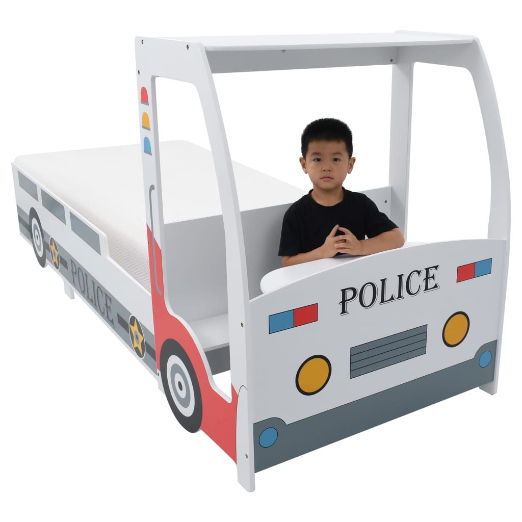 Polizeiauto-Kinderbett mit Matratze 90x200 cm 7 Zone H2