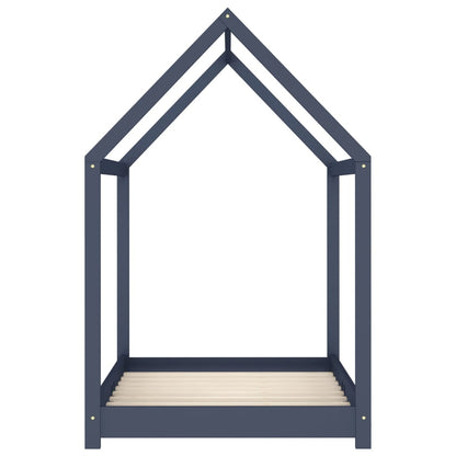 Kinder-Bettgestell Grau Massivholz Kiefer 80 x 160 cm