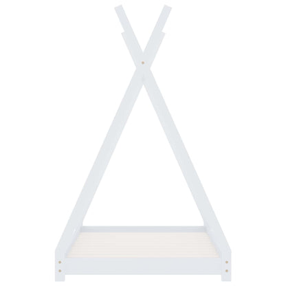 Kinder-Bettgestell Weiß Massivholz Kiefer 80 x 160 cm