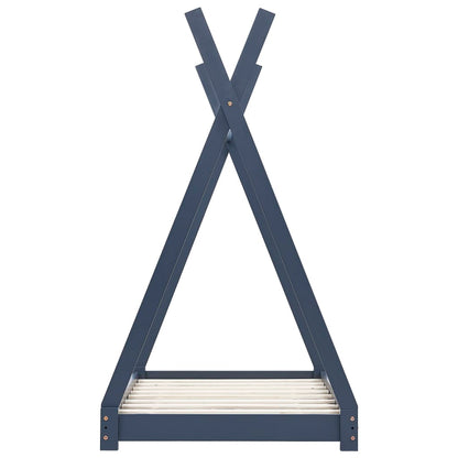 Kinder-Bettgestell Grau Massivholz Kiefer 80 x 160 cm