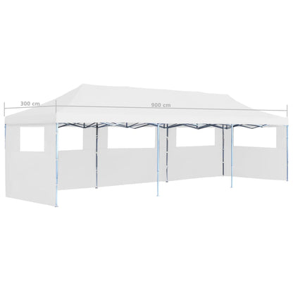Pop-Up Partyzelt Faltbar mit 5 Seitenwänden 3x9 m Weiß