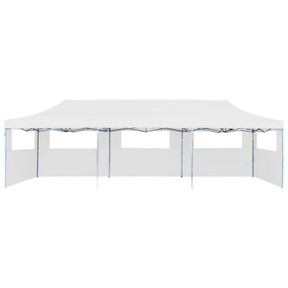 Pop-Up Partyzelt Faltbar mit 5 Seitenwänden 3x9 m Weiß