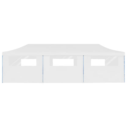 Pop-Up Partyzelt Faltbar mit 8 Seitenwänden 3x9 m Weiß