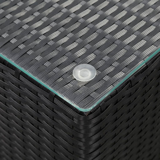 Beistelltische 3 Stk. mit Glasplatte Schwarz Poly Rattan