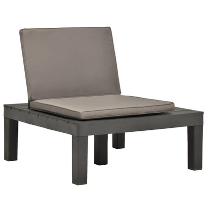 Garten-Lounge-Stuhl mit Sitzpolster Kunststoff Anthrazit