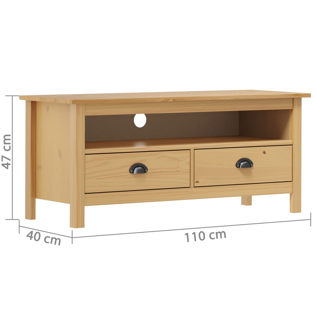 TV-Schrank Hill Honigbraun 110x40x47 cm Massivholz Kiefer