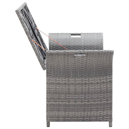 Sitzbank mit Stauraum und Kissen Grau 138 cm Poly Rattan