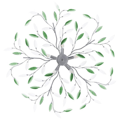 Deckenleuchte mit Acrylglas-Blätter für 5 x E14-Lampen Grün