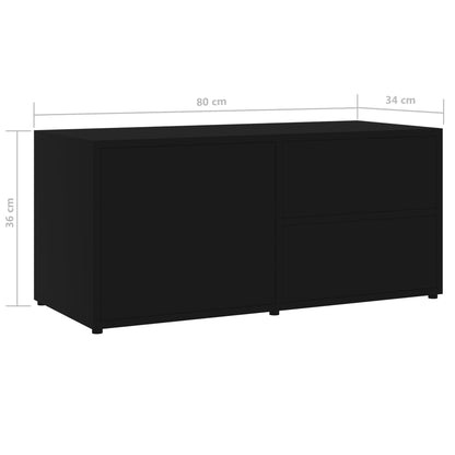 TV-Schrank Schwarz 80x34x36 cm Holzwerkstoff