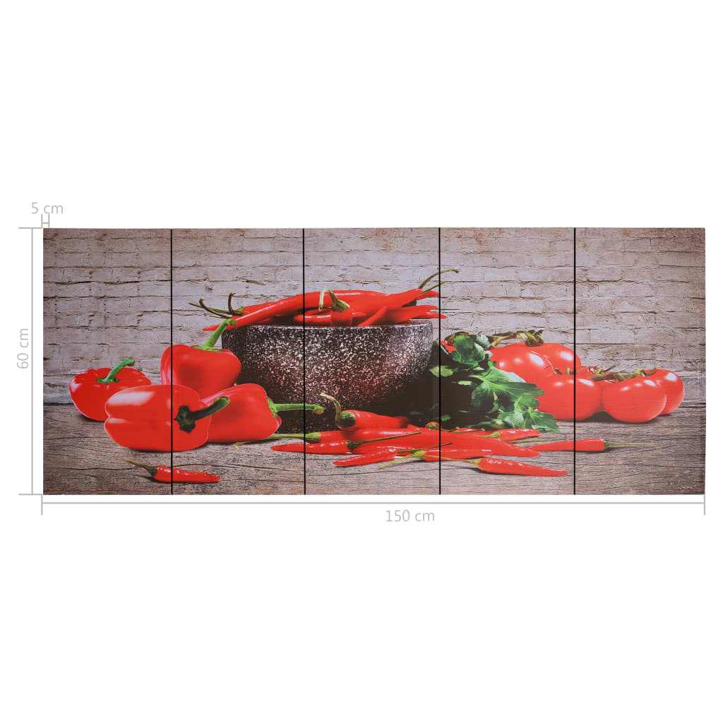 Leinwandbild-Set Paprika Mehrfarbig 150×60 cm