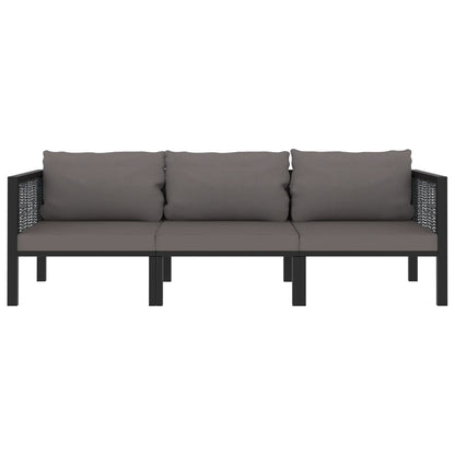 3-Sitzer-Sofa mit Auflage Anthrazit Poly Rattan