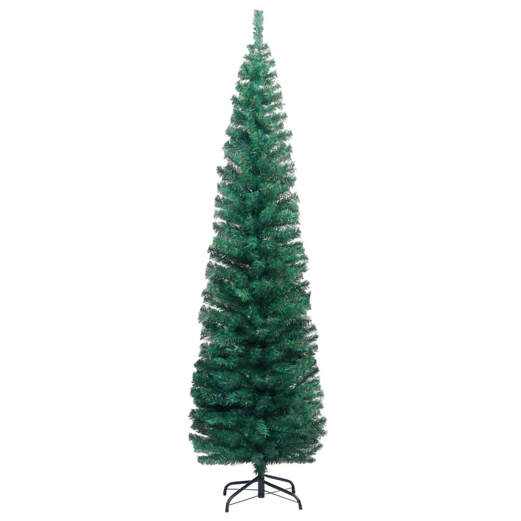 Künstlicher Weihnachtsbaum Schlank mit Ständer Grün 180 cm PVC