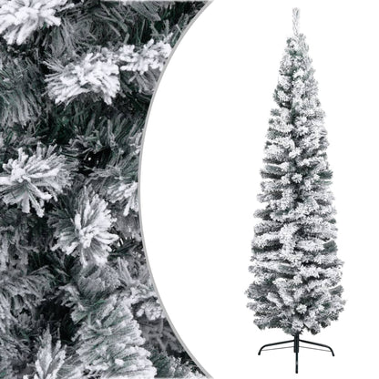 Künstlicher Weihnachtsbaum Schlank mit Schnee Grün 180 cm PVC