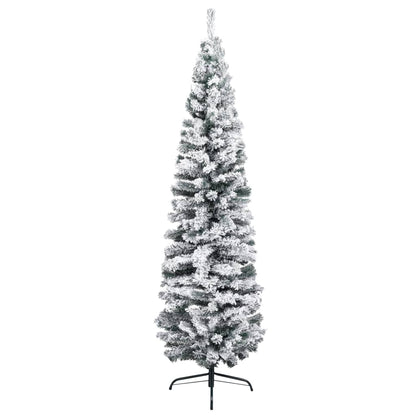 Künstlicher Weihnachtsbaum Schlank mit Schnee Grün 180 cm PVC